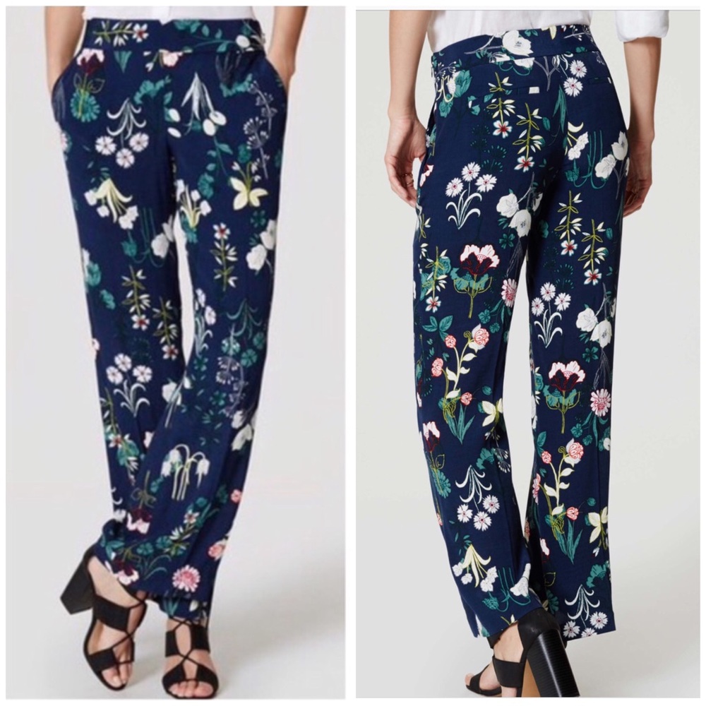 ANN TAYLOR LOFT 6P FLORAL FLUID PANT - Picture 1 of 6